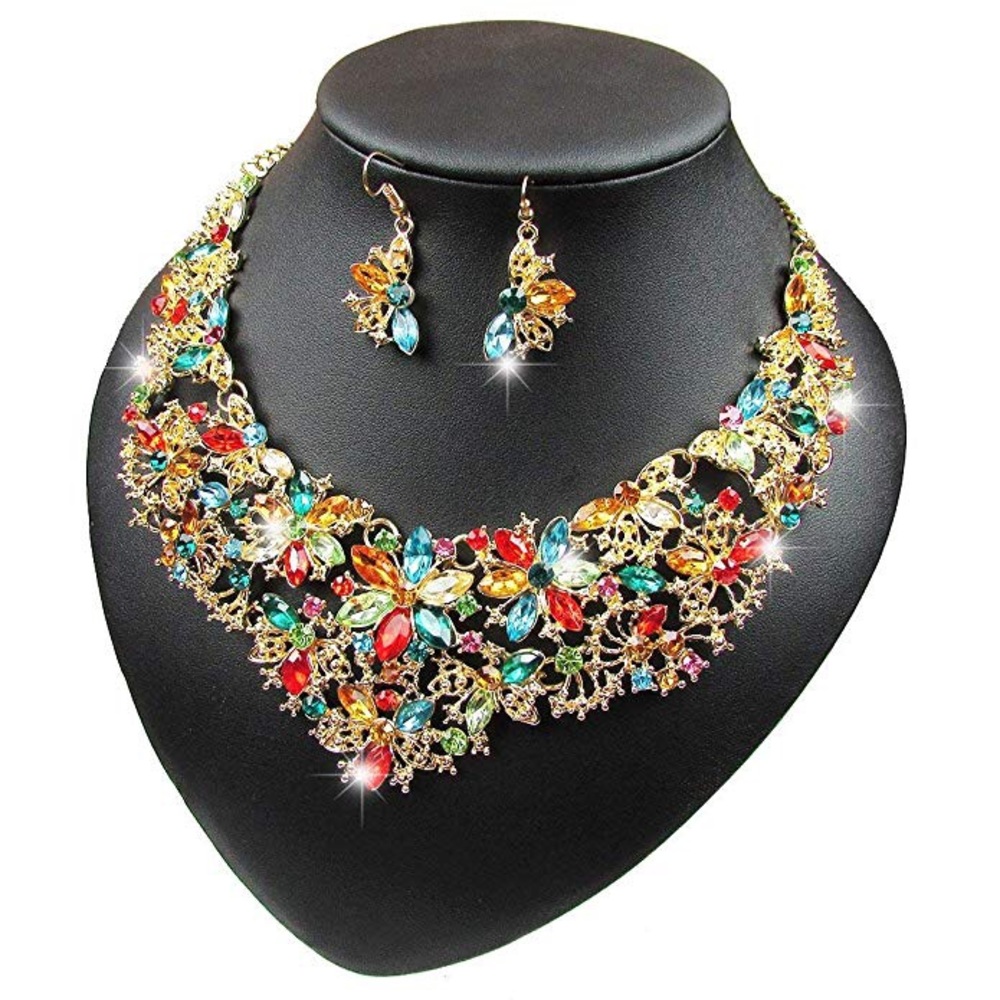 Multicolor Crystal gem necklace